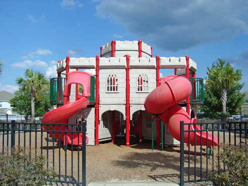 miniature castle with kids slides